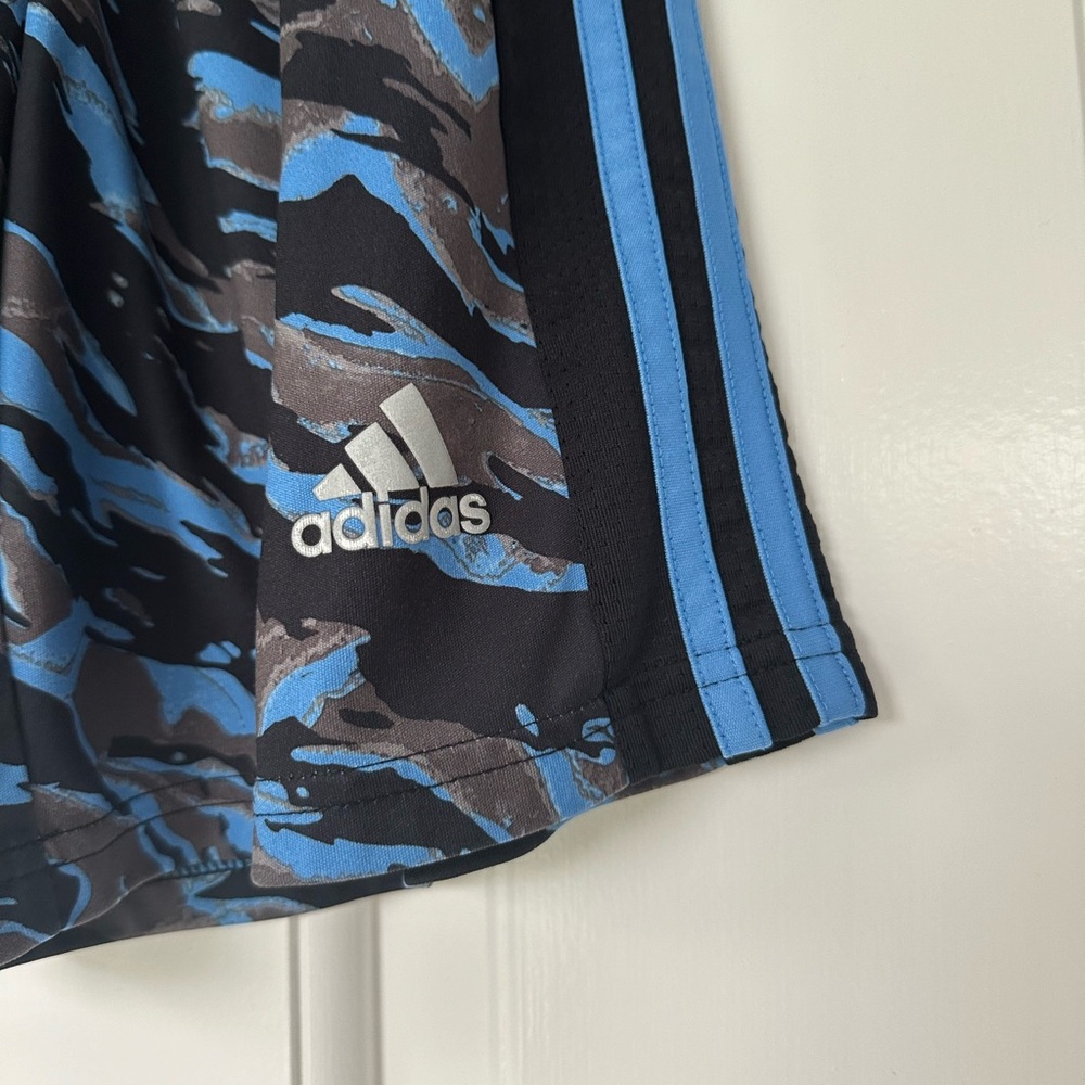 Boys’ Adidas Blue and Grey Patterned Shorts - Picture 3 of 4